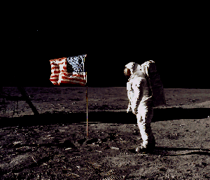 Apollo 11 Astronaut Buzz Aldrin and the U.S. flag
