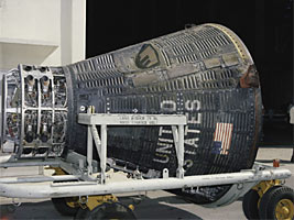 The recovered Gemini V spacecraft is delivered back to the NASA facility at Cape Kennedy, Florida, following the successful third human Gemini mission in August of 1965.