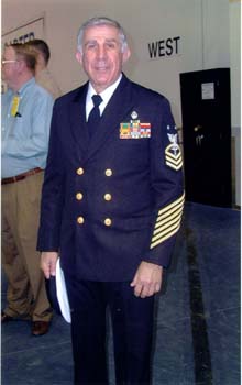 Mike Fox at the commissioning ceremony of George Dyson at the Neutral Buoyancy Lab (August 2004)