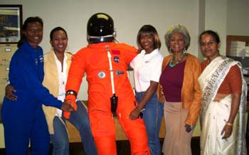 Women of Color in Flight Event hosted by Dr. Mae C. Jemison in Chicago. Pictured l to r: Yvonne Cagle, Mae Jemison, me, Nichelle Nichols, P. Bandopadhyay 