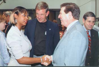Tom Delay visits United Space Alliance. Pictured l to r: McDougle , Mike McCulley, Tom Delay, and Bob Cabana.