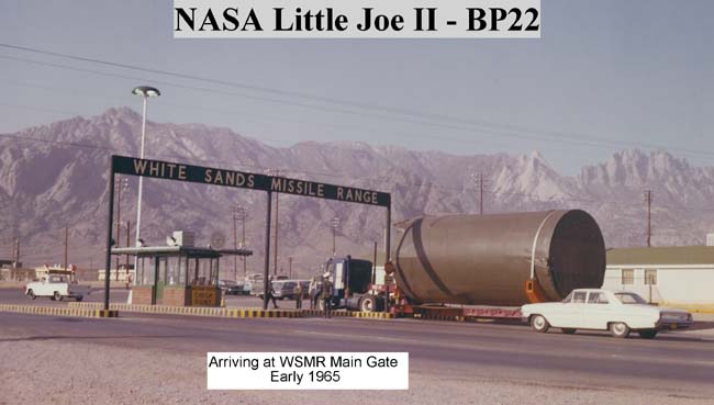 Little Joe II booster when it arrived at the White Sands Missile Range