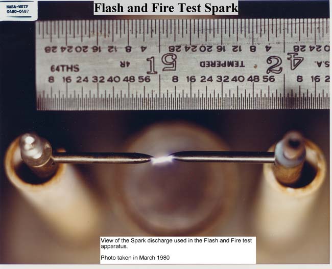 Spark used for flash and fire testing 