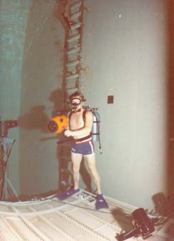 Terry Slezak in the Weightless Environment Training Facility (WETF).