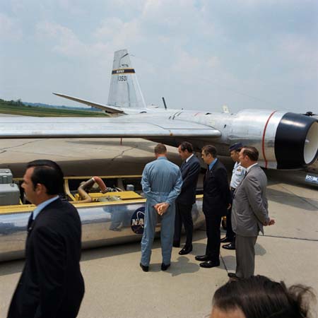 NASA WB-57 Earth Resources Aircraft with President Richard M. Nixon and others 