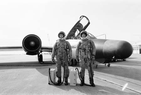 David Whittle and Roger Zwieg in front of NASA B-57 Earth Resources Aircraft. 