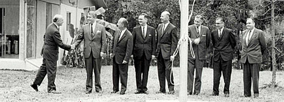 Government officials officially raise the American flag for the first time at the Mississippi Test Operations, now Stennis Space Center, in 1962.