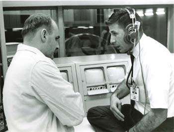 S66-24555.jpg - Mike Fox at the Centrifuge medical monitor station (1966) 