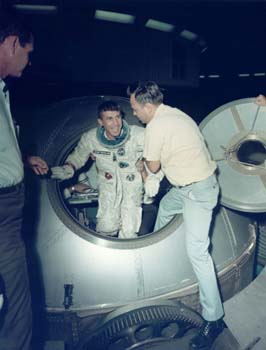 S66-50964.jpg - Mike Fox egressing from the Centrifuge (1966) 