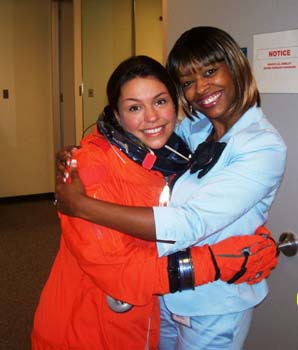 Rachel Ray and McDougle at the FCE Processing Building. Ray was visiting to film her TV show segment on astronaut food.