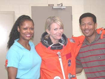 McDougle, Candice Bergen, and Geroge Brittingham at JSC Building 9 suit room