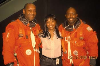 STS-129 crew training event at B9. Pictured l to r: Robert Satchel, McDougle and Leland McDouglelvin. 