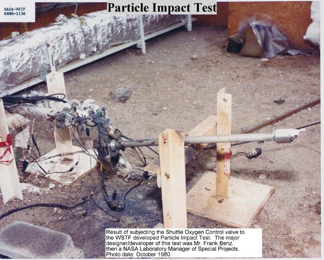 Post-test photo of a Shuttle oxygen flow control valve