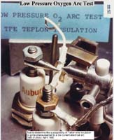 Test chamber that subjected materials to electrical arcs