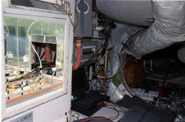 View of the Svet greenhouse and its hardware in the Kristall module