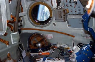 Pressure suit stowed in the Soyuz.