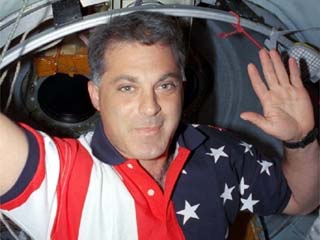 Astronaut Dave Wolf in the Kristall module.