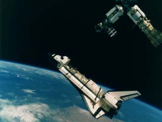 This view of Russia's Mir Space Station following its undocking from the Space Shuttle Atlantis was photographed by the Mir-19 crew on July 4, 1995. 