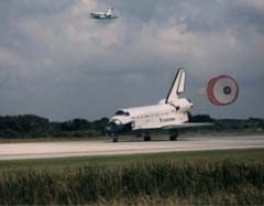 STS-71 Shuttle landing at Kennedy Space Center, Florida.