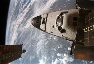 View of the nose of the STS-79 shuttle Atlantis