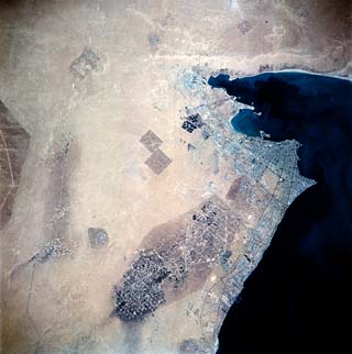 Kuwait City and the fire scars still visible from the 1991 Gulf War, Kuwait, northern Persian Gulf