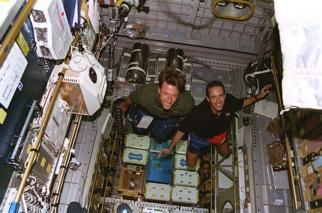 Foale and Clervoy in the Spacehab