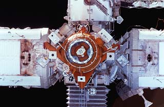 Docking module hatch with target clearly seen