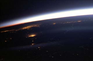 Earth limb - city lights at night