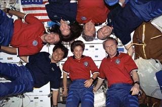 STS-91 crew inflight portraits taken in the middeck