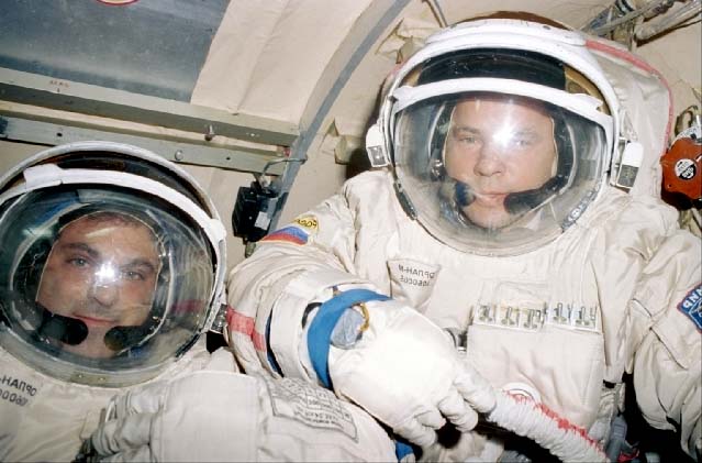 Solovyev and Wolf wearing their Sokol suits